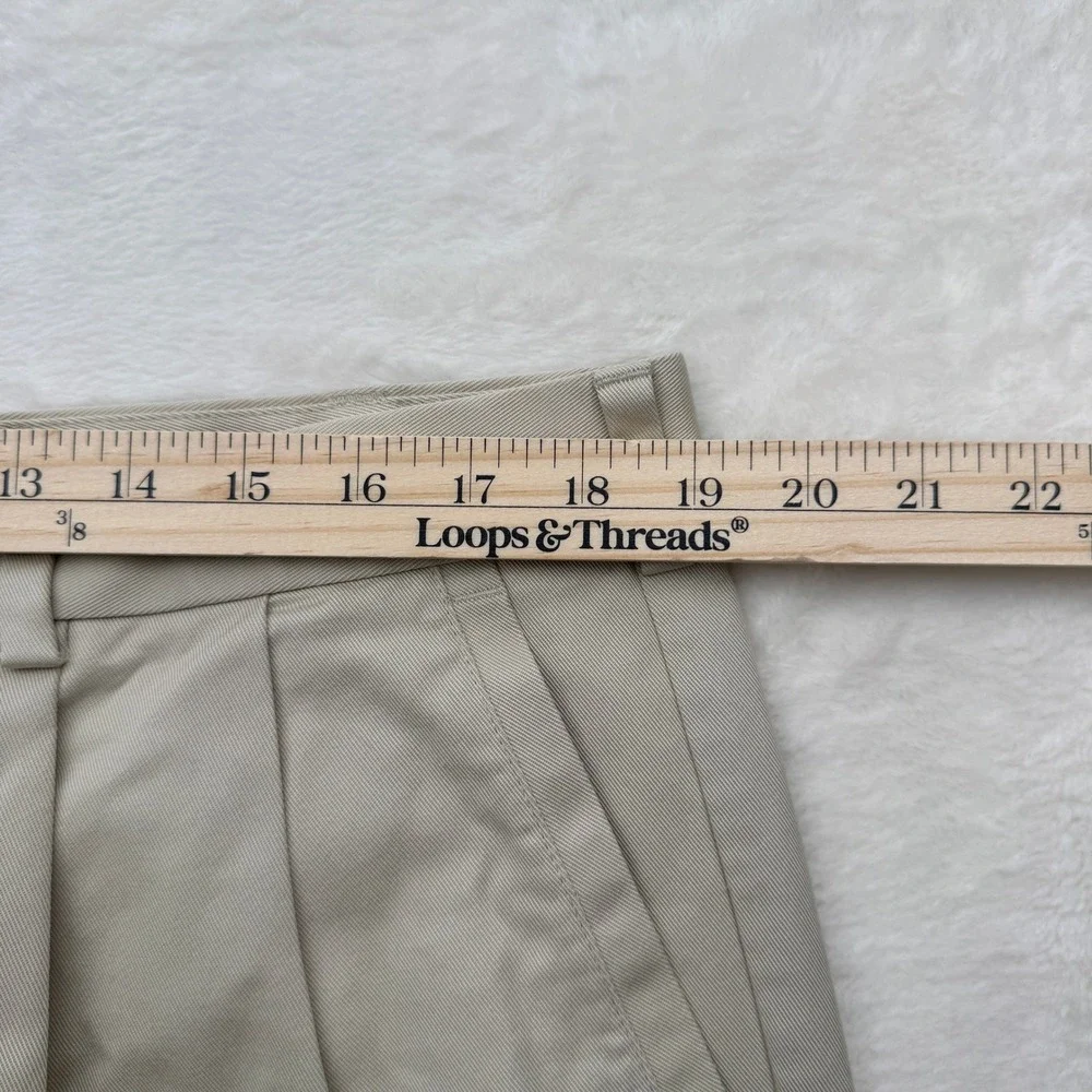 Nordstrom Shorts Mens 38 Tan‎ Smartcare Pleated Chino Wrinkle-Free Cotton Blend